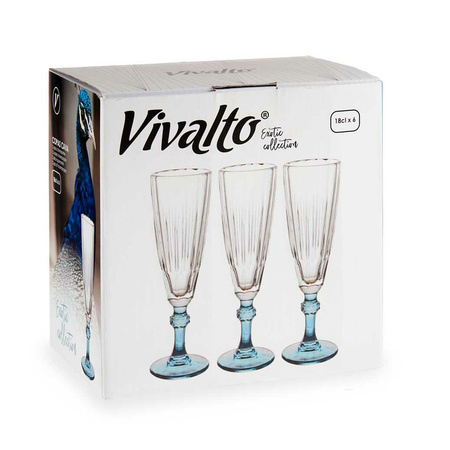 Champagne glasses Exotic Collection set 6x on blue base 170 ml