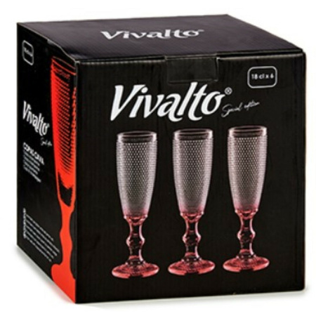 Champagne glasses Monaco serie set 6x on red base 180 ml