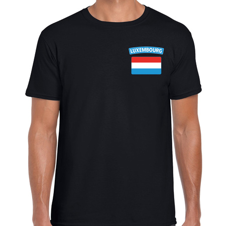 Luxembourg t-shirt met vlag Luxemburg zwart op borst voor heren