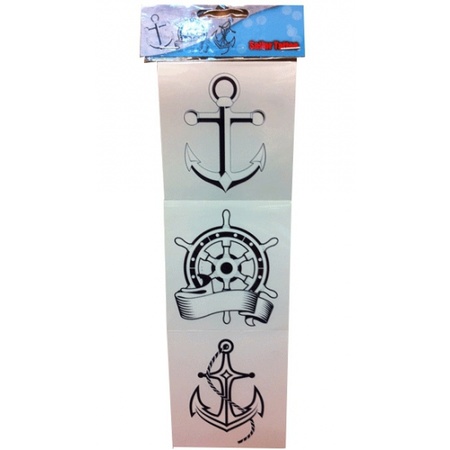 Matroos/Matrozen zeemannen - verkleed tattoo stickers - setje 3x stuks