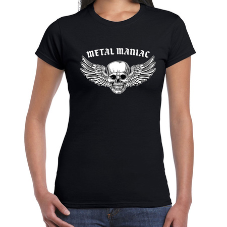 Metal Maniac fashion t-shirt rock / punker zwart voor dames