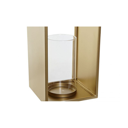 Metal tea light holder / lantern with glass gold 45 cm