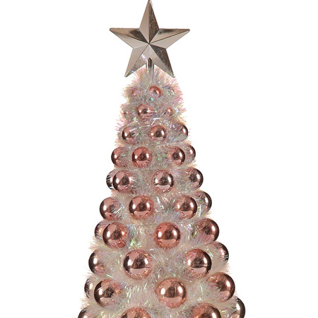 Mini kunst kerstboom/kunstboom roze incl. kerstballen 37,5 cm kunststof