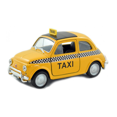 Modelauto Fiat 500 taxi geel schaal 1:24/12 x 5,5 x 5,5 cm