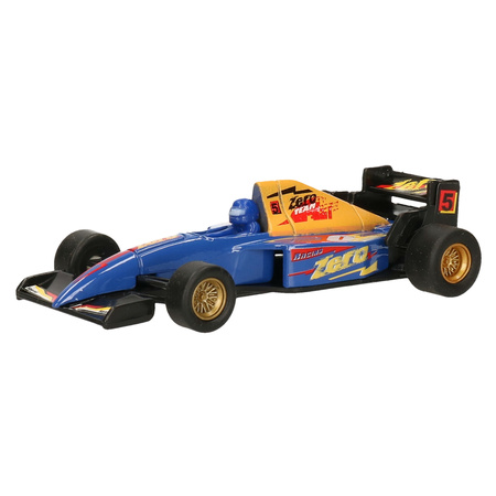 Modelauto Formule 1 wagen blauw 10 cm