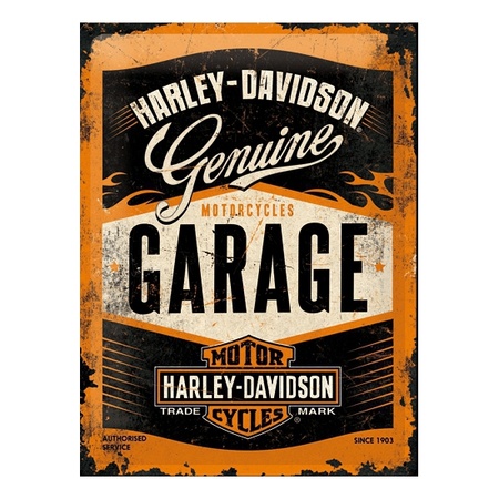 Muurplaat Harley Davidson garage 30 x 40 cm