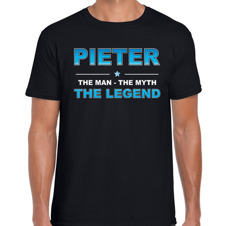 Naam cadeau t-shirt Pieter - the legend zwart voor heren