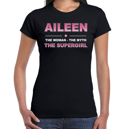 Naam cadeau t-shirt / shirt Aileen - the supergirl zwart voor dames