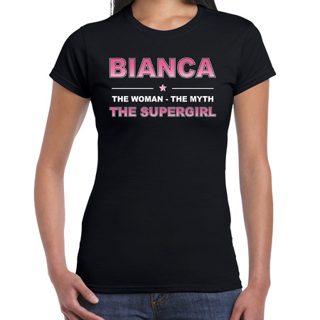 Naam cadeau t-shirt / shirt Bianca - the supergirl zwart voor dames