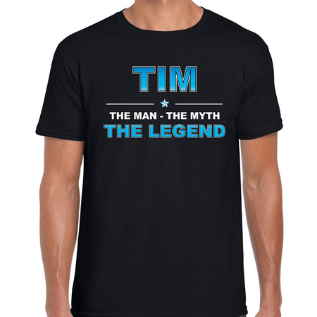 Naam cadeau t-shirt Tim - the legend zwart voor heren