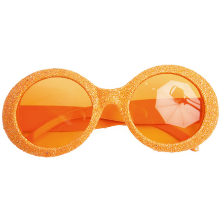 Orange disco glasses with glitters for ladies