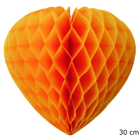 Oranje feestversiering decoratie hart 30 cm van papier