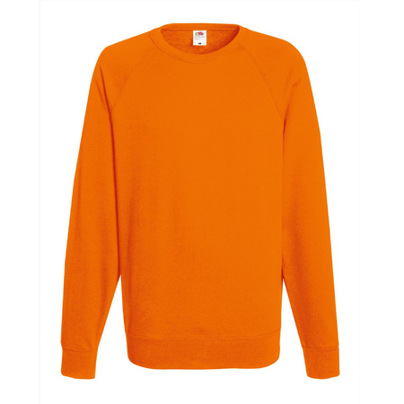 Oranje sweater / sweatshirt trui met raglan mouwen en ronde hals voor heren