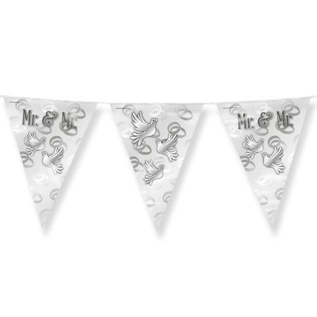 Paperdreams Flagline -  Mr. & Mr. wedding party/party - 10m - silver/white - foil