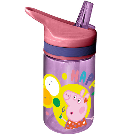 Peppa Pig drinkfles/drinkbeker/bidon met drinktuitje - roze - kunststof - 400 ml