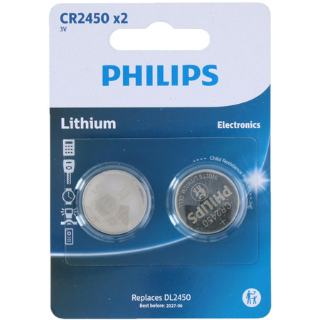 Philips knoopcel batterijen CR2450 - 2x stuks