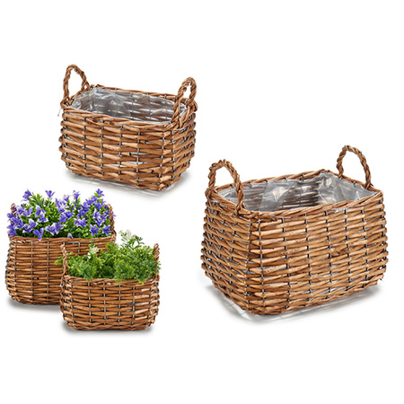 Plants basket rattan 26 x 21 x 16 cm for inside/outside