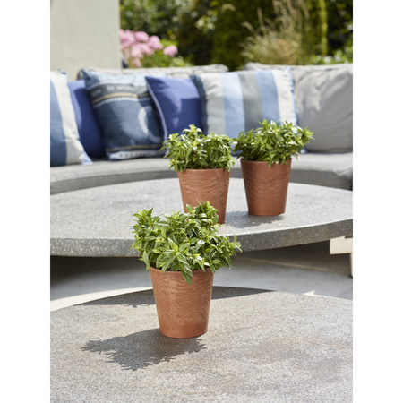 Plant/flower pots Artstone dark terra cotta Dia 22 cm and Height 20 cm