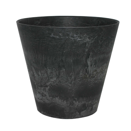 Plantenpot/bloempot in een natuursteen look Dia 32 cm en Hoogte 29 cm zwart