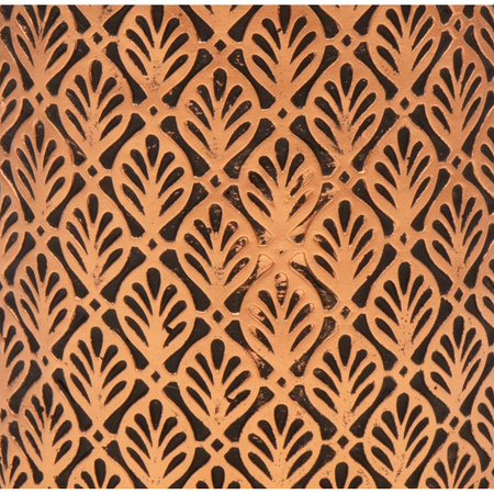 Plantenpot/bloempot - keramiek - antraciet/brons - Oosters motief - D14 x H13 cm