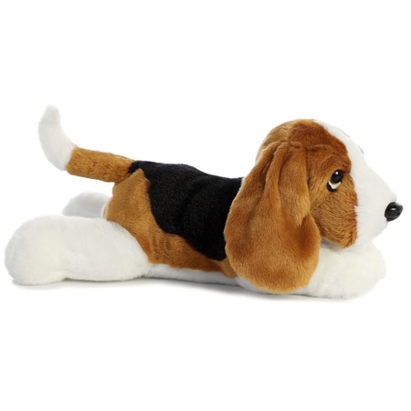 Pluche bruin/witte Basset hound honden knuffel 30 cm speelgoed