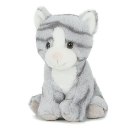 Pluche grijze poes/kat knuffel zittend 18 cm speelgoed
