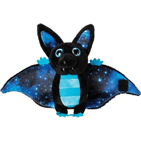 Pluche knuffeldier vleermuis - blauw/zwart - 17 cm - speelgoed