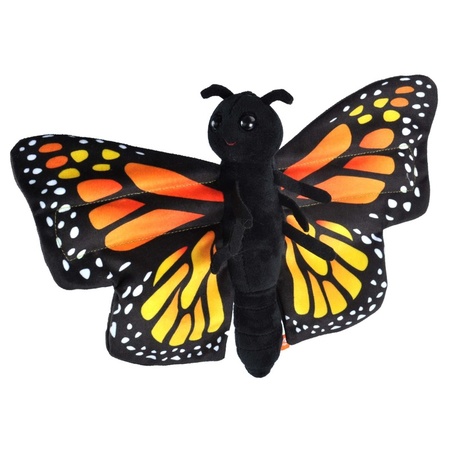 Pluche zwarte monarchvlinder knuffel 20 cm speelgoed