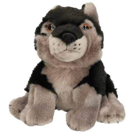 Pluche zwarte wolf/wolven knuffel 18 cm speelgoed