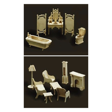 Dollhouse mini furniture livingroom/bathroom set