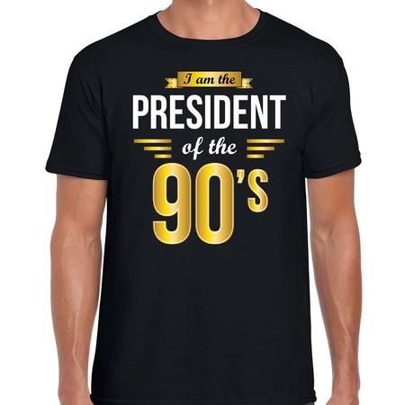 President of 90 s t-shirt zwart heren - Verkleed shirt jaren 90/ nineties feest