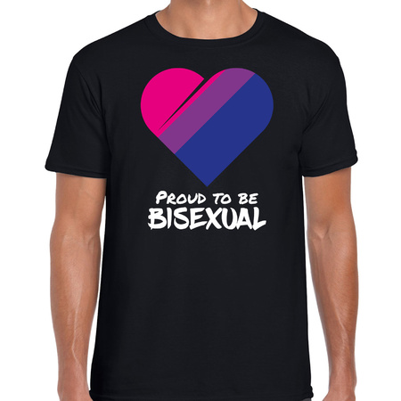 Proud to be bisexual pride vlag hartje / LHBT t-shirt zwart voor heren
