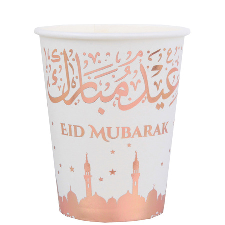 Ramadan thema Eid Mubarak suikerfeest bekertjes - 10x - karton - 270 ml