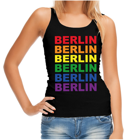 Regenboog Berlin gay pride zwarte tanktop voor dames