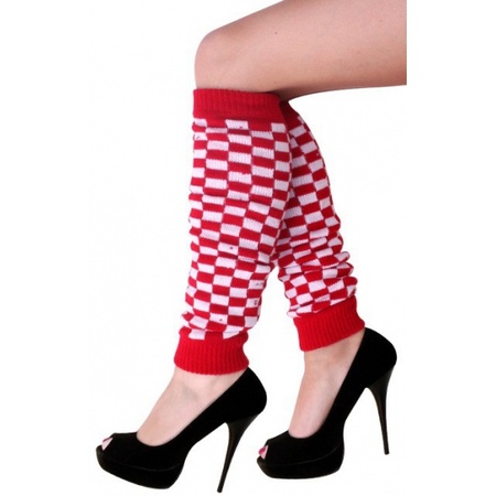 Legwarmers red/white for adults
