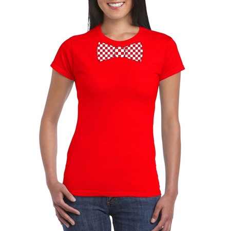 Red t-shirt with blocked Brabant tie for women