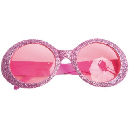 Pink disco glasses with glitters for ladies