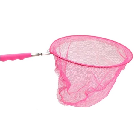 Pink extendable fishingnet/butterflynet 36 cm