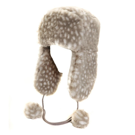 Russian trapper hat grey mottled faux fur for ladies