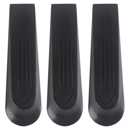 Set van 3x stuks deurstoppers/deurwiggen - zwart - 12 cm - rubber
