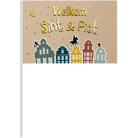 Sinterklaas zwaaivlaggetjes Welkom Sint en Piet 30 x 20 cm