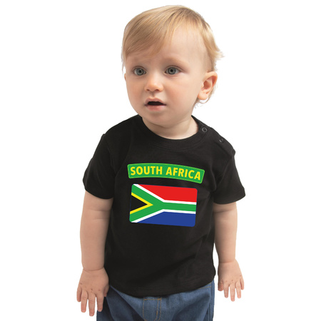 South-Africa t-shirt met vlag Zuid-Afrika zwart voor babys