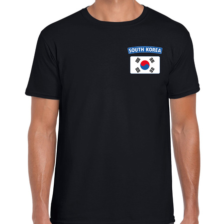 South-Korea t-shirt met vlag Zuid-Korea zwart op borst voor heren