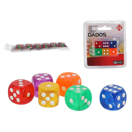 Speelgoed spellen Dobbelstenen multi kleuren 6x stuks
