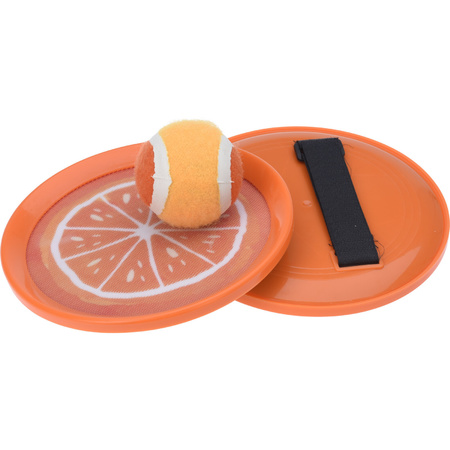 Strand vangbal spel met klittenband sinaasappel oranje 18.5 cm