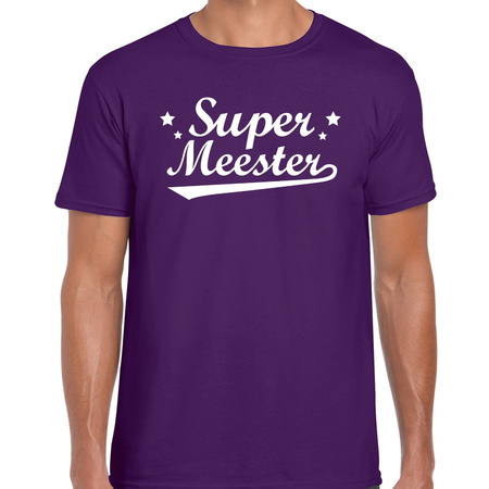 Super meester cadeau t-shirt paars heren
