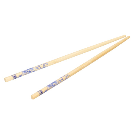 Sushi eetstokjes - 5x setjes - bamboe hout - bloemen print - 24 cm