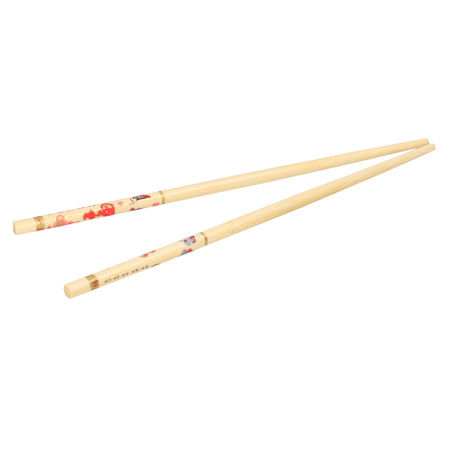 Sushi eetstokjes - 5x setjes - bamboe hout - kleurrijke print - 24 cm