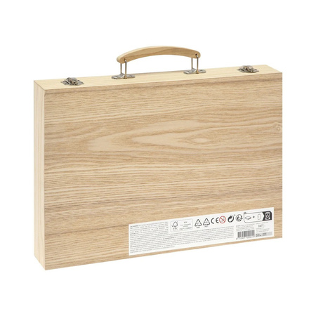 Teken en verf set 86-delig in houten koffer hobbymateriaal