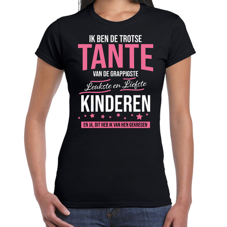 Trotse tante / kinderen cadeau t-shirt zwart voor dames